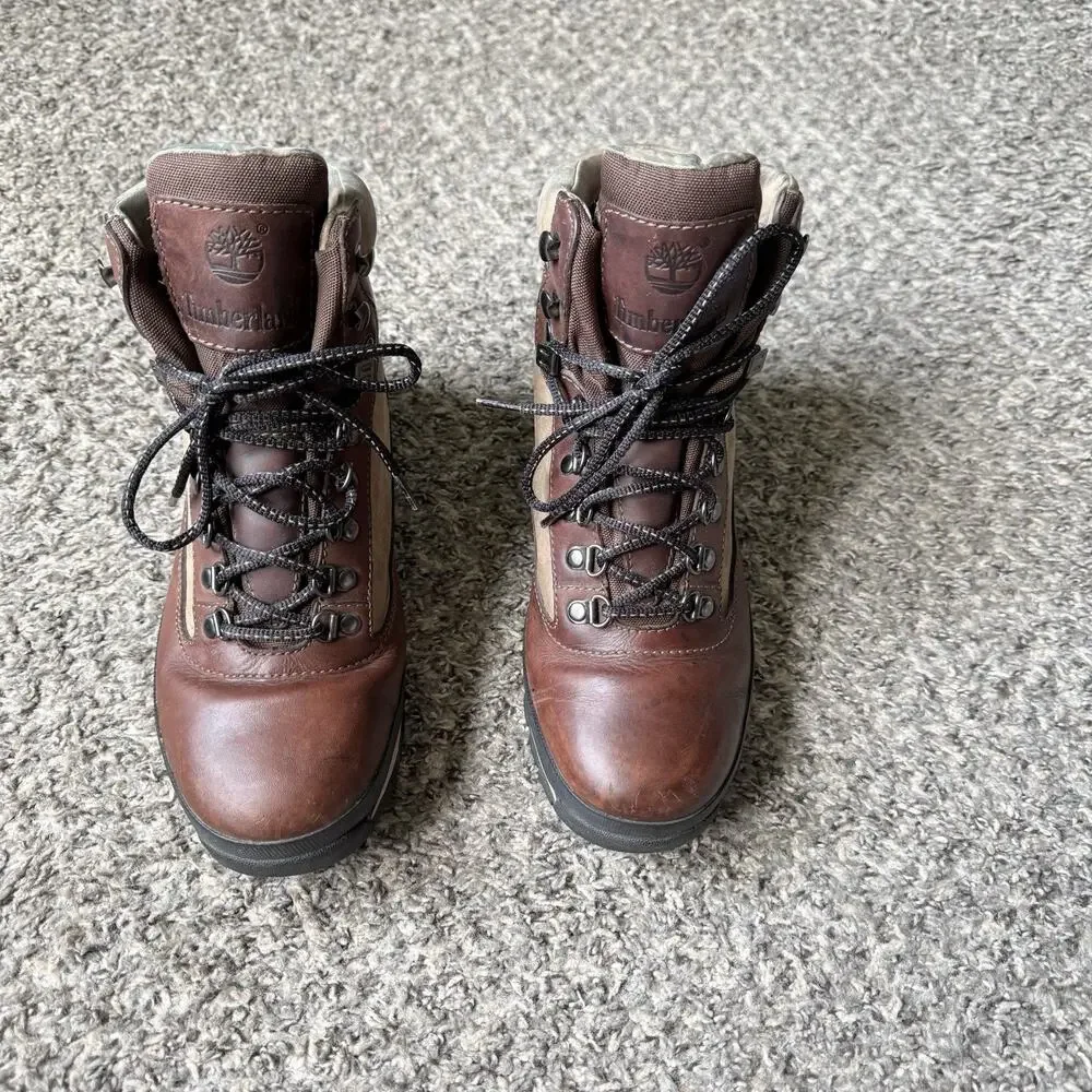 Timberland Euro Hiker Boots Men’s Size 9.5 M Brown Leather Lace Up Hiking